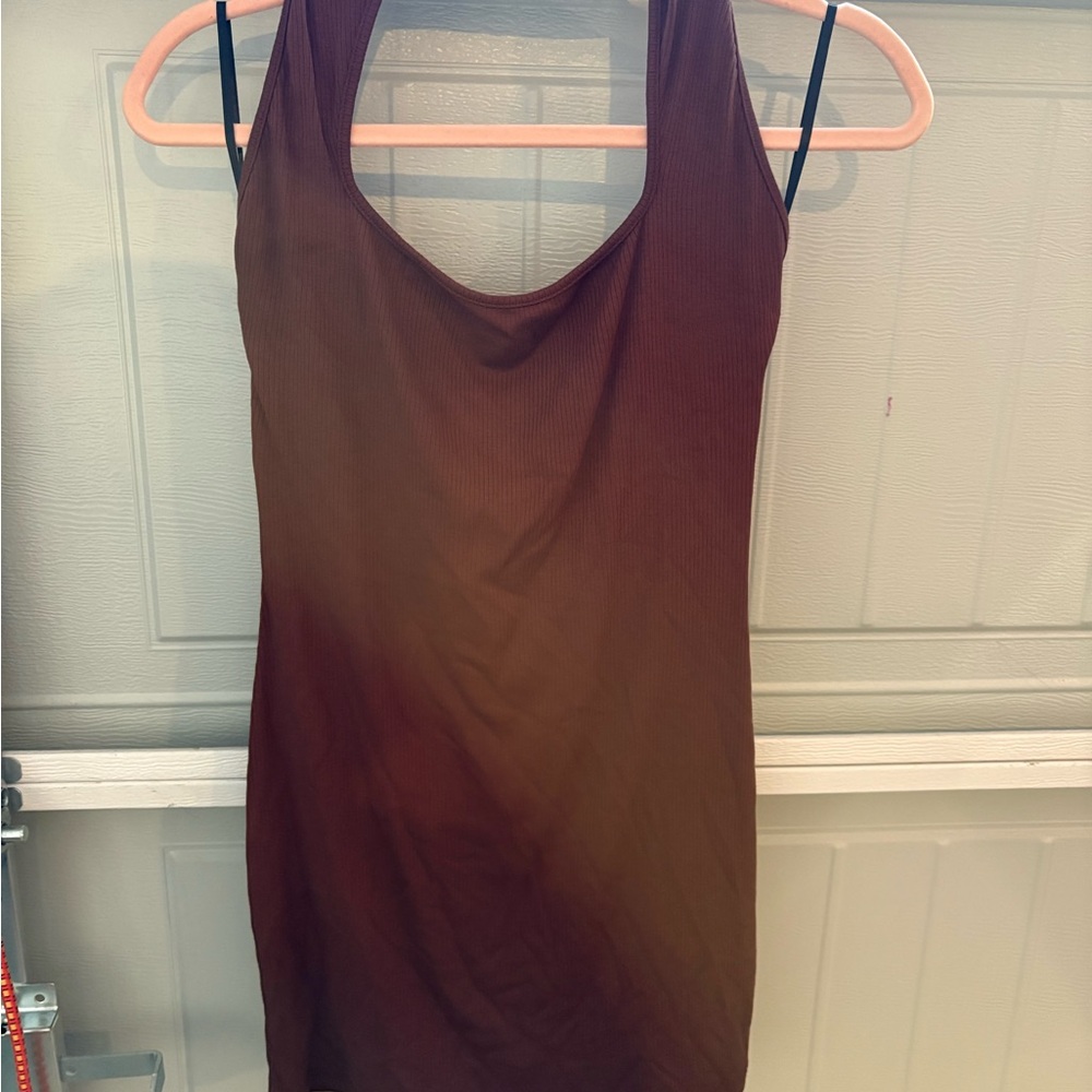 Brown Mini Halter Backless Dress